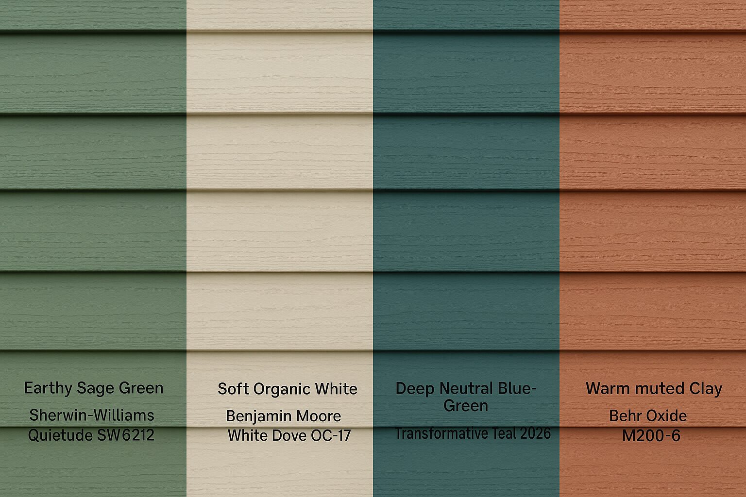 Exterior Paint Colors earthy Sage Grenn Soft Organic White Deep Neutral Blue green Warm muted clay