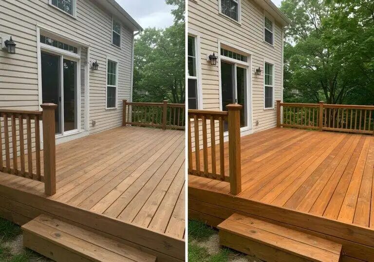 Painters in CT 24 Before and after deck staining in Connecticut – Westfhal House Painters